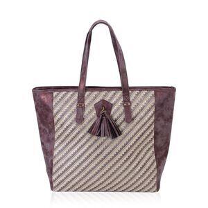 J Francis Tote Bag Burgundy Faux Leather
